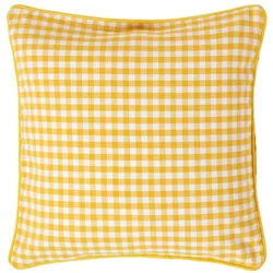 Homescapes Kissenhülle Vichy-Karo 45/45 cm, 100% Baumwolle , Gelb , Textil , Kariert , Quadratisch , 45x45 cm , Oeko-Tex® , Heimtextilien, Bezüge, Kissenbezüge