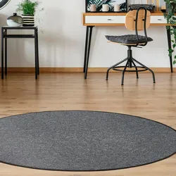 Teppich ANDIAMO "Luton, Made in Germany" Gr. 9, grau (anthrazit), H:5mm Ø:133cm, Kunstfaser, Teppiche, Teppich, melierte Optik, ideal im Wohnzimmer & Schlafzimmer