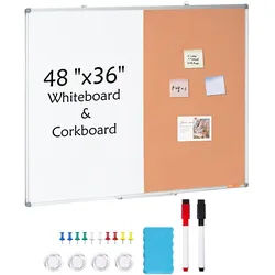 VEVOR Wandtafel Korktafel Pinnwand Kombitafel Horizontal/Vertikal 120x90cm