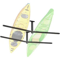 VEVOR Kajak-Aufbewahrungsregal für 2 Kajaks/Kanus/Surfbretter/Paddleboards, Kajakständer, Deckenregal zur Garagenmontage, Einstellbarer Kajakhalter (Deckenmontage) mit 113,4 kg Tragkraft