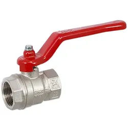 Kugelhahn 3/4'' IG x 3/4'' IG - DN 20 - Messing vernickelt - mit Hebelgriff rot