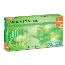 ARNOMED Nitril Lime Green Einmalhandschuhe, puderfrei, grün, Elastische Nitrilhandschuhe mit einem hervorragenden Tastempfinden, 1 Packung = 100 Stück, Größe L