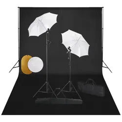 vidaXL Fotostudio-Box 500 x 300 cm Fotostudio Set mit Leuchten Schirmen Hintergrund Reflekto schwarz
