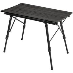 Jawinio Campingtisch Höhenverstellbar Schwarz , Metall , 90x68x51.5 cm , Gartenmöbel, Gartentische, Klapptische