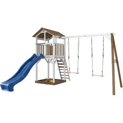 Ambia Garden Axi Beach Tower Double Swing , Blau, Braun, Weiß , Holz , Zeder , 349x241.90x356.60 cm , Fsc, EN 71 , Freizeit & Co, Gartenspielzeug, Spielhäuser