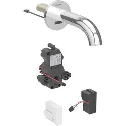 Geberit Piave Waschtischarmatur zur Wandmontage, Netzbetrieb, für UP-Funktionsbox, 17cm - chrom