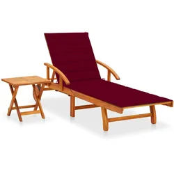 vidaXL Sonnenliege mit Tisch und Auflage Akazie Massivholz