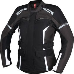 IXS Evans-ST 2.0 wasserdichte Damen Touring Motorrad Textiljacke, schwarz-grau-weiss, Größe XL