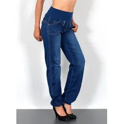 ESRA Pumphose Damen Jeanshose Pumphose hohe Leibhöhe Baggy Jeans High Waist J132 Damen Jeans Haremshose High Waist Damen Pumphose Boyfriend Jeans Baggy blau 52