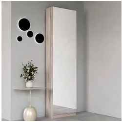 FORTE Schuhschrank Calma Schuhschrank, Spiegeltüre, 12 Paar Schuhe, Türanschlag wählbar (B/H/T : 50/179,7/20 cm) Schuhschrank mit Spiegeltüre, 180cm hoch, 12 Paar Schuhe beige