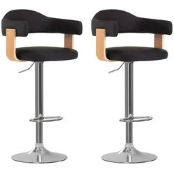 vidaXL Barhocker Barhocker 2 Stk. Schwarz Bugholz und Kunstleder (2 St) schwarz
