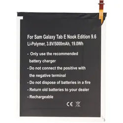 Akku passend für Samsung Galaxy Tab E Nook Edition 9.6, Li-Polymer, 3,8V, 5000mAh, 19,0Wh, built-in, ohne Werkzeug