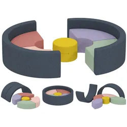 Aiyaplay Schaumstoff-Bausteine 7er-Set Kinder Softbausteine mit Cord-Optik , Multicolor , Textil , 107x107 cm , unisex , Freizeit & Co, Gartenspielzeug