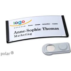 10 Namensschilder polar®, magnetisch 65 x 30 mm | schwarz | smag® Magnet, Kunststoff