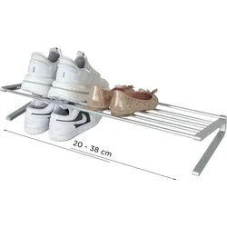 Ruco Schuhregal, Schuhstapler, breitenverstellbar, für bis zu 6 Paar Schuhe, Aluminium silberfarben