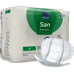 ABENA® San Premium Inkontinenzeinlagen, Größe 9, Geformte Einlage mit 360° Auslaufschutz, 1 Karton = 4 Packungen à 28 Stück