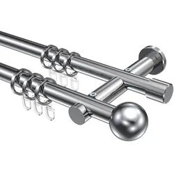 GARDINENSTANGE Platon Luino 260 cm (geteilt in 2 x 130 cm), 2-läufig, 20 mm Ø Chrom