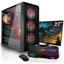 SYSTEMTREFF AMD Ryzen 7 5800X mit AMD Radeon RX 7600 8GB Gaming-PC-Komplettsystem (27", AMD 5800X 5800X, Radeon RX 7600, 32 GB RAM, 1000 GB SSD) schwarz