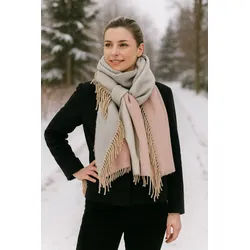 Wollschal "Wendeschal", Damen, rosa, Baumwolle, COLLEZIONE ALESSANDRO, unifarben, Basic, Modetücher, in rosa-grau, Made in Italy