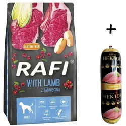 DOLINA NOTECI Rafi Trockenfutter für Hund mit Lamm 10kg + Hektor Premium Hundefutter Riegel mit Geflügel 900g GRATIS