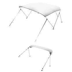 VEVOR Bimini Top Bootsabdeckung Sonnenverdeck (3 Bögen) aus 600D Polyester mit Rahmen aus Aluminiumlegierung, wasserdichte Sonnenschutz-Bootsmarkise mit Aufbewahrungstasche, 137-152 cm (B) Hellgrau