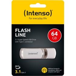 Intenso USB 3.1 OTG Stick 64GB, Flash Line, weiss Typ-C, (R) 70MB/s, Retail-Blister