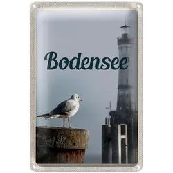 Roomando Metallschild Reise 30x40cm Bodensee Deutschland Leuchtturm 30x40