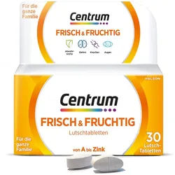 Centrum Frisch & Fruchtig Multivitamin – Leckeres, hochwertiges Nahrungsergänzungsmittel mit Mikronährstoffen Für die ganze Familie Vitamine, Mineralstoffe, Spurenelemente Lutschtabletten 30 St 30 St Lutschtabletten