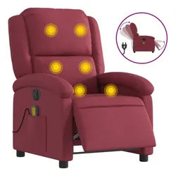 vidaXL Massagesessel, Relaxsessel Elektrisch Weinrot Stoff