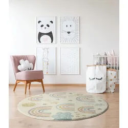 Teppich THE CARPET "Beat Kids", beige (creme), H:9mm Ø:160cm, Polypropylen, Teppiche, Teppich, Kids Kinderzimmer Teppich strapazierfähig und pflegleicht