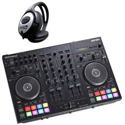 Roland Audio DJ Controller Roland DJ-707M Mobiler DJ-Controller mit Kopfhörer, (mit Kopfhörer) schwarz