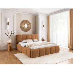 AN FURNITURE STORE Polsterbett Sophie-Doppelbett mit Bettkasten, gepolstertem Kopfteil, ohne Matratze (mit Holzlattenrost), stabile Konstruktion, integrierter Federmechanismus rot 180 cm x 200 cm