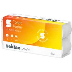 Satino HiCycle Toilettenpapier, 2-lagig, weiß, MT1, Saugfähiges Klopapier aus 100 % Recyclingpapier, 1 Paket = 6 x 8 = 48 Rollen á 400 Blatt
