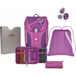 DerDieDas ErgoFlex MAX Schulrucksack-Set 5-teilig mit Sportbeutel Purple Dots