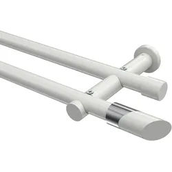 GARDINENSTANGE Platon Verano 520 cm (geteilt in 4 x 130 cm), 2-läufig (ohne Ringe), 20 mm Ø Weiß