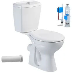Belvit Stand-WC mit Taharetfunktion und waagerechtem Wandabgang inkl. Keramik-Spülkasten & Softclose WC-Sitz – Komplettset
