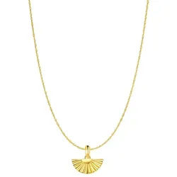Hey Happiness Freundschaftskette Kette Damen Silber 925 Vergoldet 18K, Anhänger Fächer hängend, Silber Kette Halbkreis Fan Charm, Talisman goldfarben