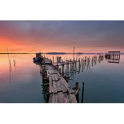 Papermoon Fototapete Steg im Wasser bunt 4 m x 2,6 m
