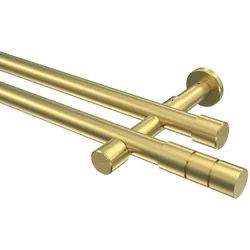 GARDINENSTANGE Prestige Elanto 400 cm (geteilt in 2 x 200 cm), 2-läufig (ohne Ringe), 20 mm Ø Messing-Optik