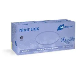 Meditrade Nitril LIOX® Untersuchungshandschuhe, Latexfreier, unsteriler Einmalhandschuh aus Nitrilbutadienkautschuk, 1 Karton = 10 Packungen à 200 Stück, Größe M