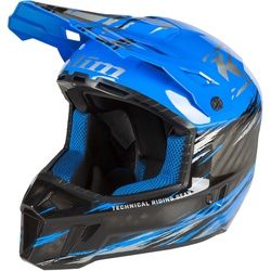 Klim F3 Carbon Pro Thrashed Snowmobil Helm, schwarz-blau, Größe L für Männer