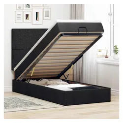 vidaXL Bett, Ottoman-Bett mit Matratze Schwarz 80x200 cm Stoff