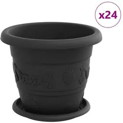 vidaXL Blumentopf Blumentöpfe 24 pcs Schwarz Ø 22 x 18 cm Kunststoff (24 St) schwarz