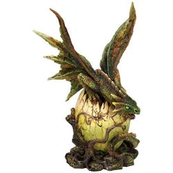 Figuren Shop GmbH Fantasy-Figur Drachenfigur - Schrecken des Waldes schlüpft - Fantasy Drachenei Deko