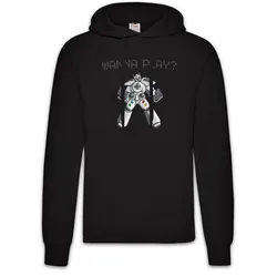 Urban Backwoods Hoodie Wanna Play Robot Herren Hoodie Retro Gamer Controller Video Game (1-tlg) Joystick TV 80s Eighties schwarz S