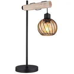 GLOBO LIGHTING Tischleuchte, Leuchtmittel nicht inklusive, Tischlampe Tischleuchte Leselampe Retro Glas Wohnzimmerlampe H 55 cm schwarz