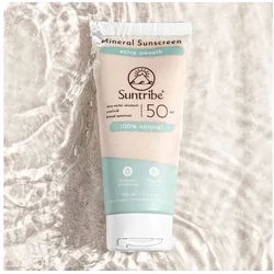 Suntribe Sonnenschutzcreme BIO Mineralisch LSF 50 - Sonnencreme ohne chemische UV-Filter, 1 Tube 100 ml, 100% Natürlich - 0% Zusätze - 0% Mikroplastik, 0% Nano