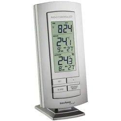 technoline WS 9140 digitales Funkthermometer Funkwetterstation mit Außensensor Funkwetterstation silberfarben