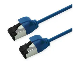 ROLINE U/FTP Patchkabel Cat.8 (Class I), slim LAN-Kabel, RJ-45 Männlich (Stecker), RJ-45 Männlich (Stecker) (30.0 cm), LSOH, Litzendraht blau
