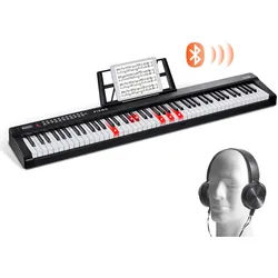 VEVOR Digitales Klavier mit 88 Tasten, halbgewichtete Tasten, tragbares elektrisches Keyboard-Piano-Set in voller Größe mit 1000 Tönen, integrierten Lautsprechern, Sustain-Pedal, Kopfhörern, Bluetooth, MIDI, USB für Anfänger